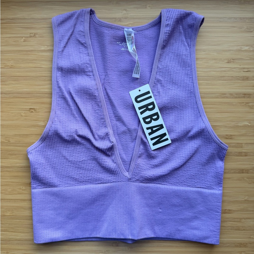 NWT UO Out From Under Hailey Seamless Plunge Cropped Tank Top in Lavender